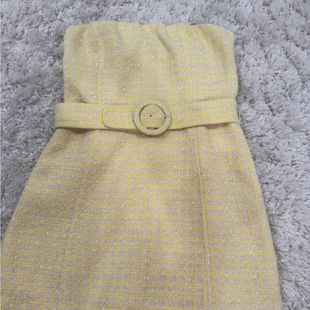 Yellow Strapless Dress with Belt